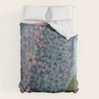 Garden Lilac Flower Painting in Teal & Pink Duvet Cover Gallery Image 6