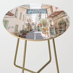 Street In Greece Photo | Pastel Village Houses Summer Art Print | Europe Digital Travel Photography Side Table Gallery Image 2