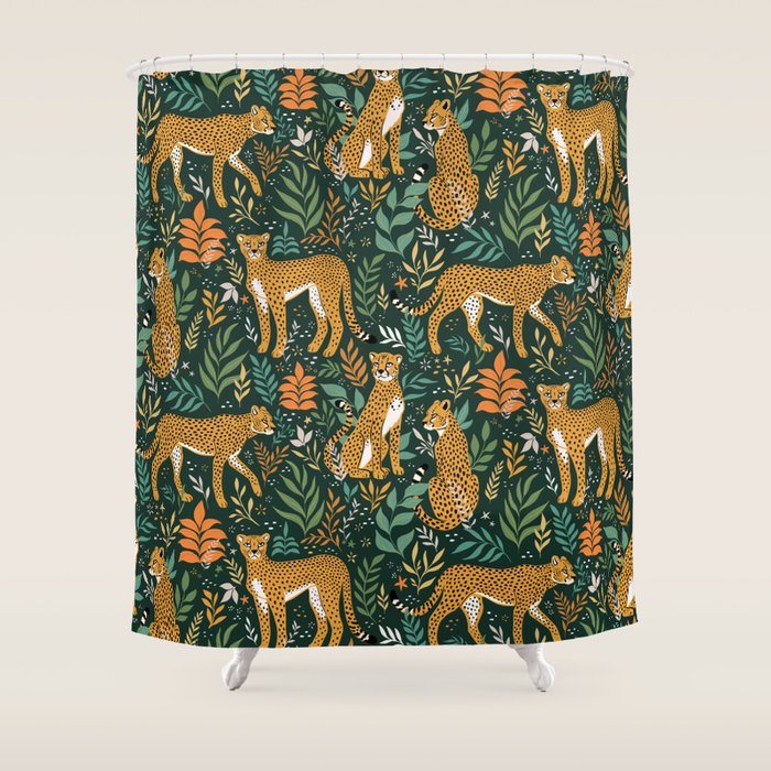 Spring Cheetah Pattern II - Lush Green Shower Curtain Gallery Image 1