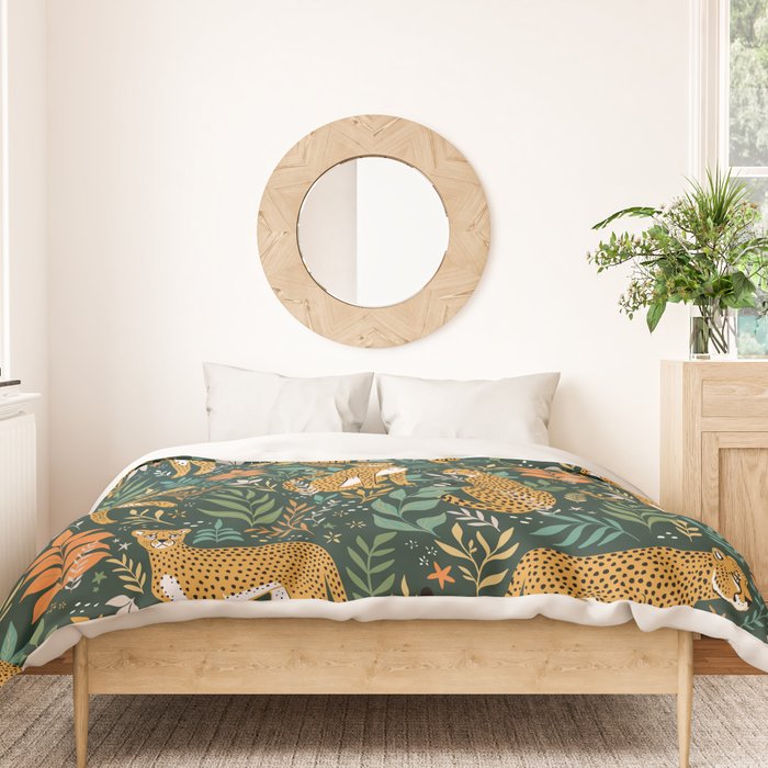 Spring Cheetah Pattern II - Lush Green Duvet Cover Gallery Image 3