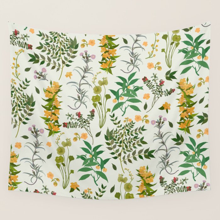 Vintage Wildflowers / Cozy Botanicals Wall Tapestry Gallery Image 4