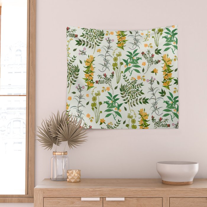 Vintage Wildflowers / Cozy Botanicals Wall Tapestry Gallery Image 2