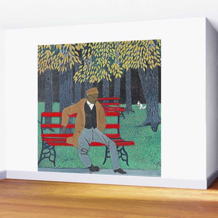 African American Masterpiece 'Man on a Bench' by Horace Pippin Wall Mural Gallery Image 2