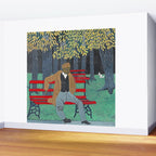 African American Masterpiece 'Man on a Bench' by Horace Pippin Wall Mural Gallery Image 2