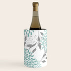 Festive, Floral Blooms and Leaves, Teal and Gray Wine Chiller Gallery Image 2