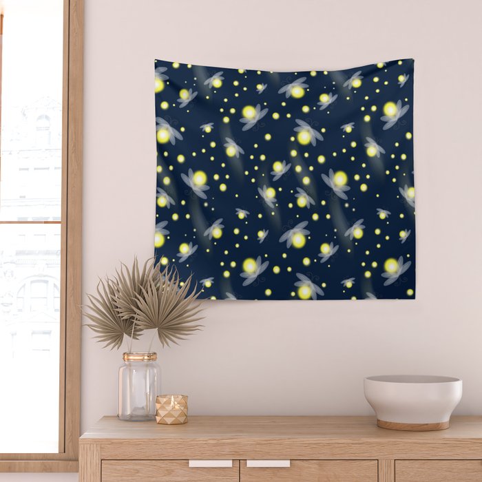 Fireflies at Night Wall Tapestry Gallery Image 2
