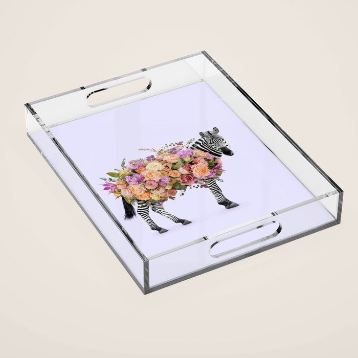 FLORAL ZEBRA Acrylic Tray Gallery Image 1