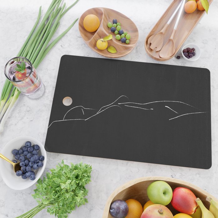Minimal Line Drawing Figure Cutting Board Gallery Image 2