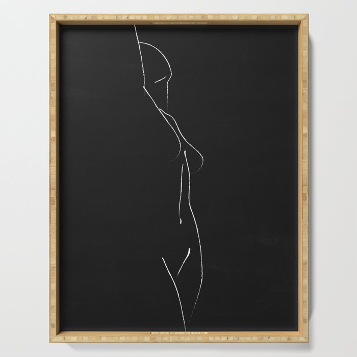Minimal Line Drawing Figure Serving Tray Gallery Image 1