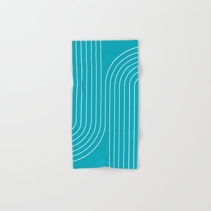 Minimal Line Curvature XV Bright Aqua Mid Century Modern Arch Abstract Bath Towel Gallery Image 1