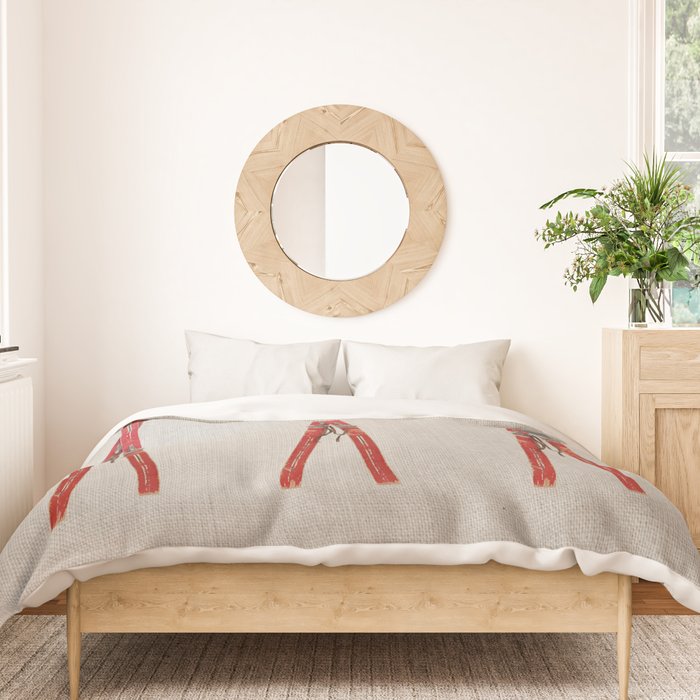 Red Vintage Skis Duvet Cover Gallery Image 3