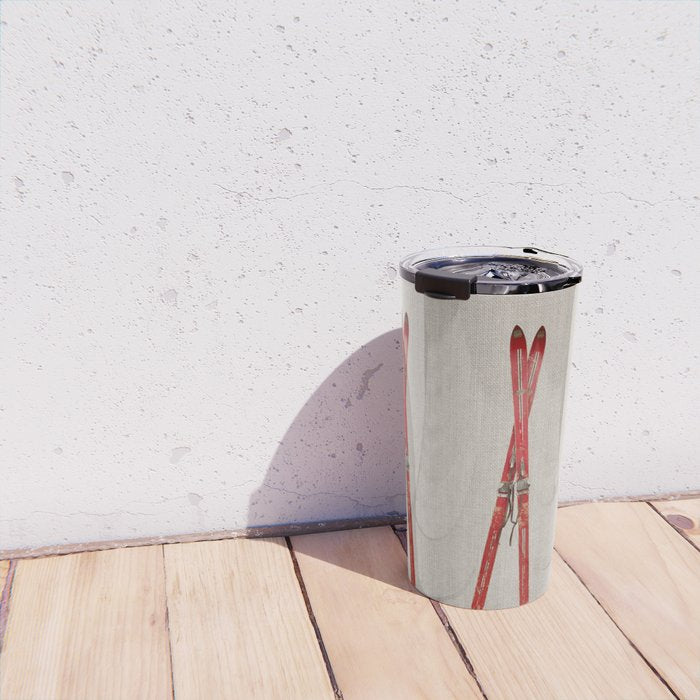 Red Vintage Skis Travel Mug Gallery Image 4