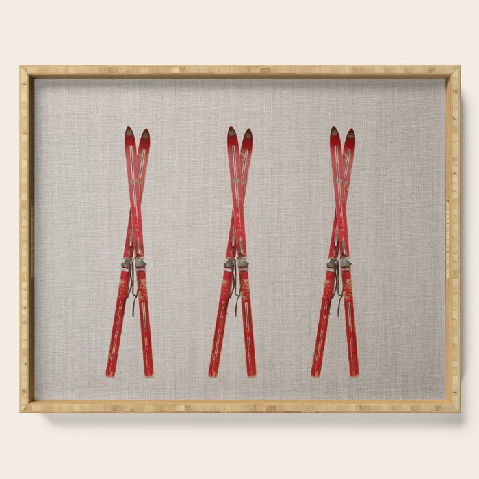 Red Vintage Skis Serving Tray Gallery Image 1