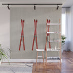 Red Vintage Skis Wall Mural Gallery Image 1