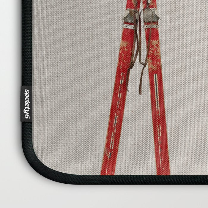 Red Vintage Skis Laptop Sleeve Gallery Image 3