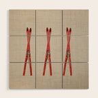 Red Vintage Skis Wood Wall Art Gallery Image 1