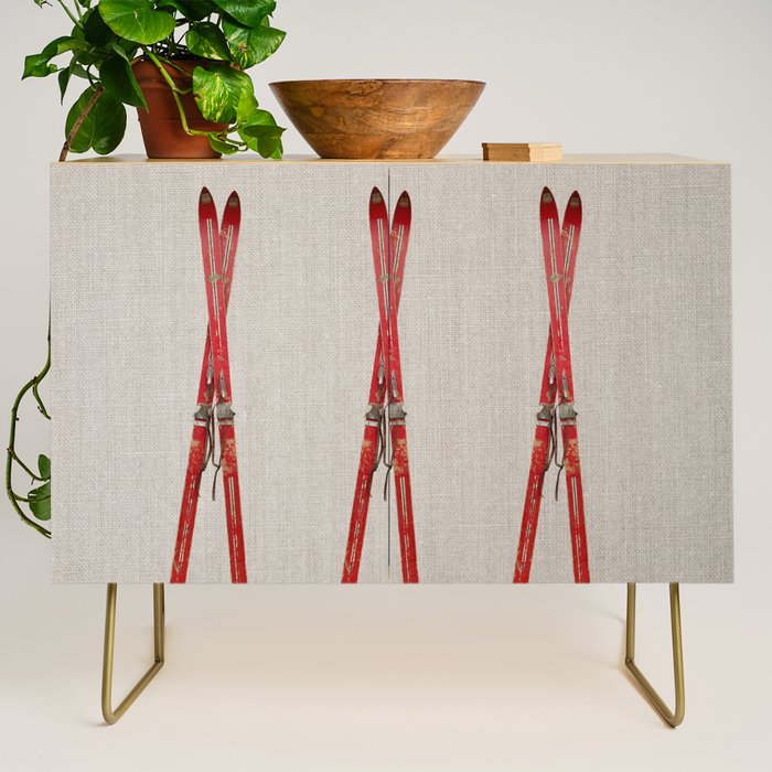 Red Vintage Skis Credenza Gallery Image 1