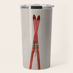 Red Vintage Skis Travel Mug Gallery Image 1