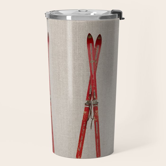 Red Vintage Skis Travel Mug Gallery Image 2