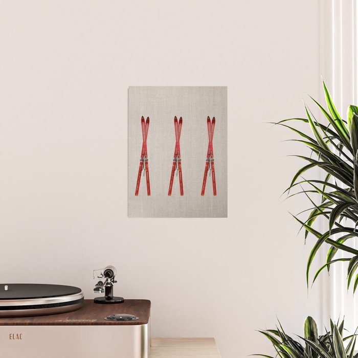 Red Vintage Skis Poster Gallery Image 2