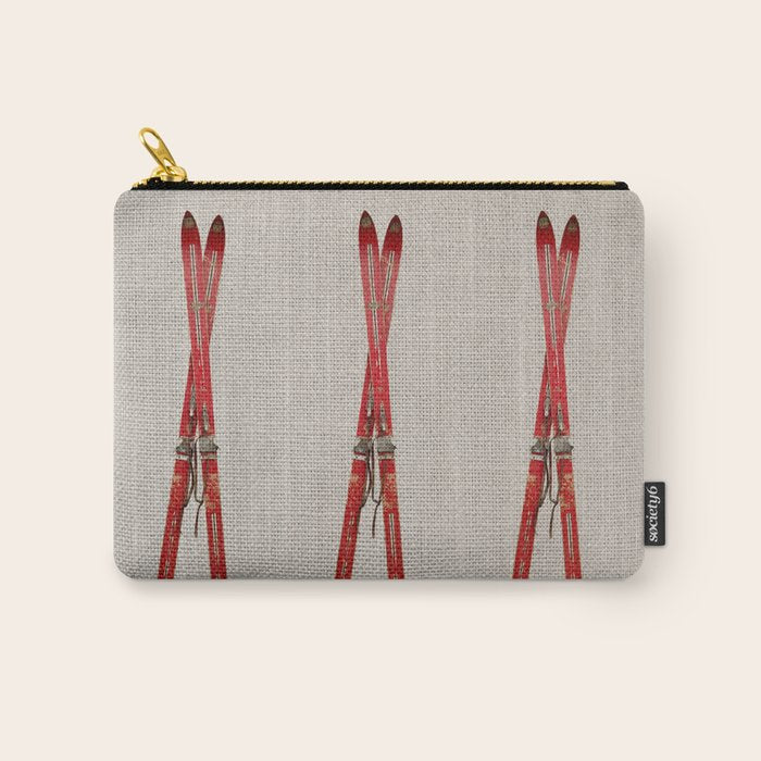 Red Vintage Skis Carry All Pouch Gallery Image 1