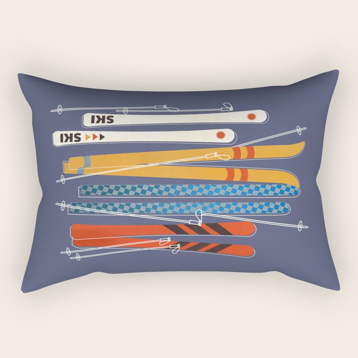 Retro Colorful Skis Rectangular Pillow Gallery Image 2