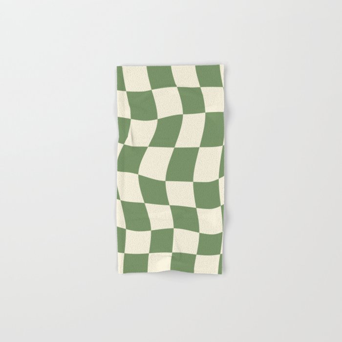 Wavy Checkerboard (Green Beige) Bath Towel Gallery Image 1