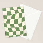 Wavy Checkerboard (Green Beige) Stationery Card Gallery Image 2