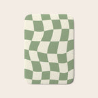 Wavy Checkerboard (Green Beige) Bath Mat Gallery Image 1