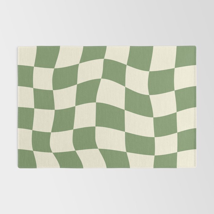 Wavy Checkerboard (Green Beige) Rug Gallery Image 2