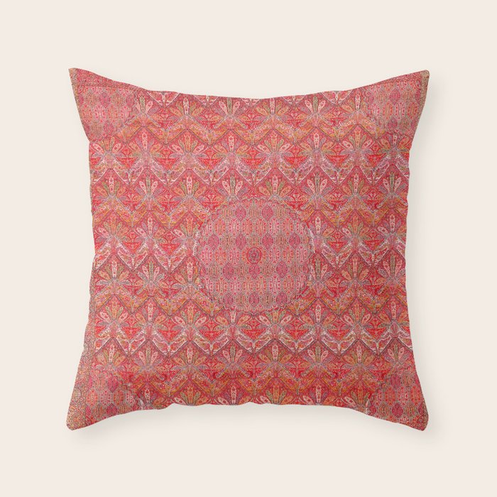 Kashmir North Indian Moon Shawl Print Throw Pillow Gallery Image 6