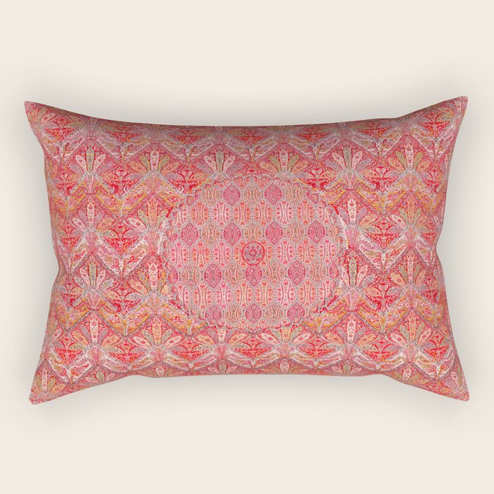 Kashmir North Indian Moon Shawl Print Rectangular Pillow Gallery Image 2