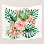 Tropical Jungle Hibiscus Flowers - Floral Wall Tapestry Gallery Image 4