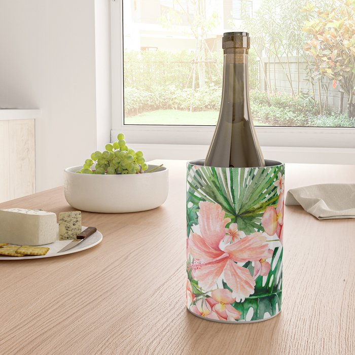 Tropical Jungle Hibiscus Flowers - Floral Wine Chiller Gallery Image 4