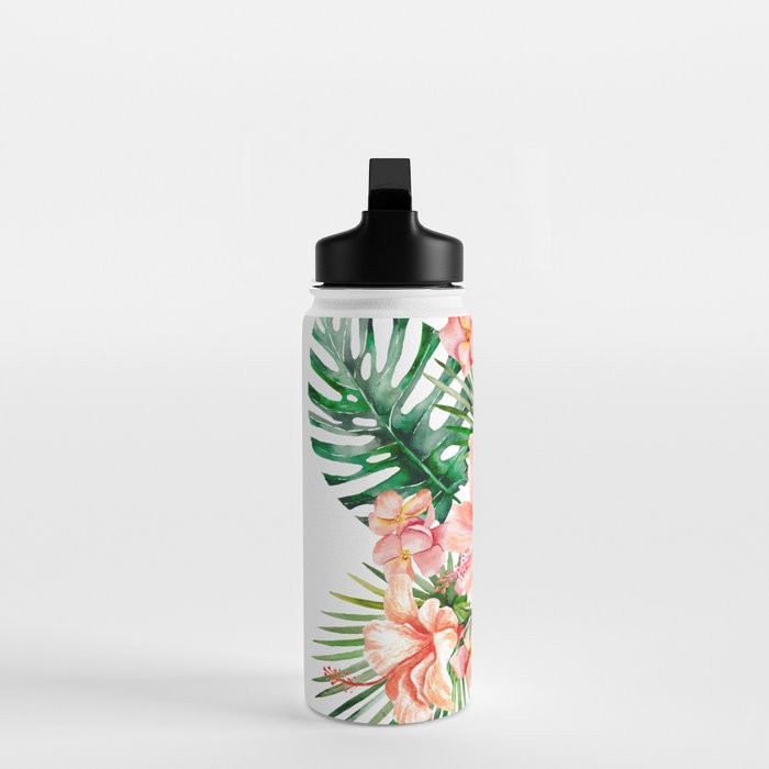 Tropical Jungle Hibiscus Flowers - Floral Water Bottle Gallery Image 3