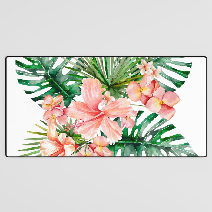 Tropical Jungle Hibiscus Flowers - Floral Desk Mat Gallery Image 3