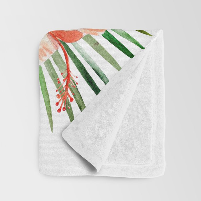 Tropical Jungle Hibiscus Flowers - Floral Throw Blanket Gallery Image 3