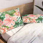 Tropical Jungle Hibiscus Flowers - Floral Pillow Sham Gallery Image 2