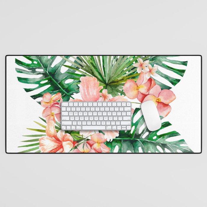 Tropical Jungle Hibiscus Flowers - Floral Desk Mat Gallery Image 1
