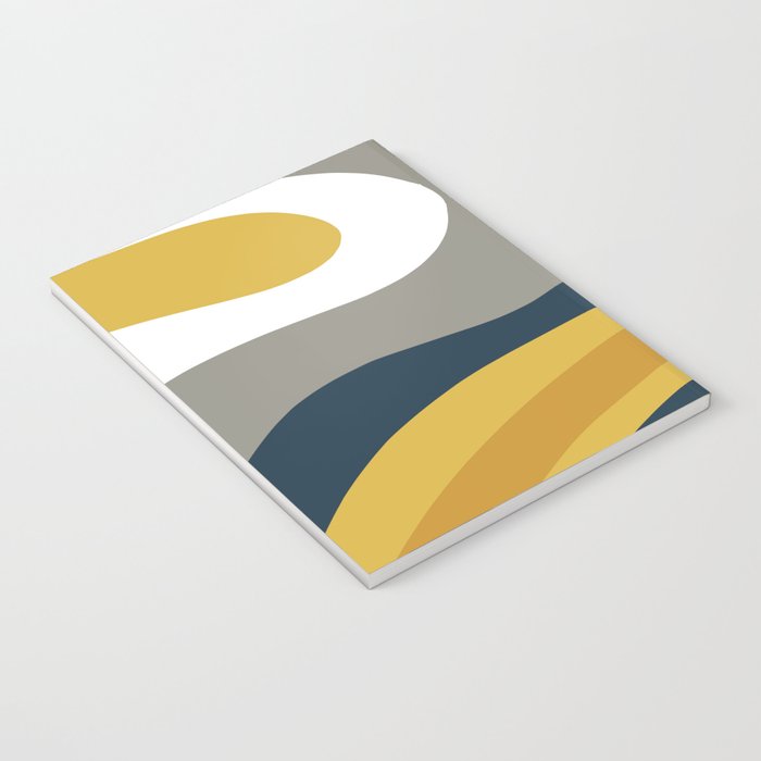 Organic Topography Abstract in Mustard, Navy Blue, Gray, and White  Notebook Gallery Image 3