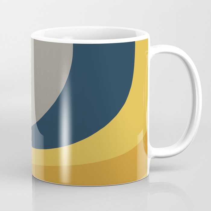 Organic Topography Abstract in Mustard, Navy Blue, Gray, and White  Coffee Mug Gallery Image 1