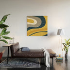 Organic Topography Abstract in Mustard, Navy Blue, Gray, and White  Wood Wall Art Gallery Image 2