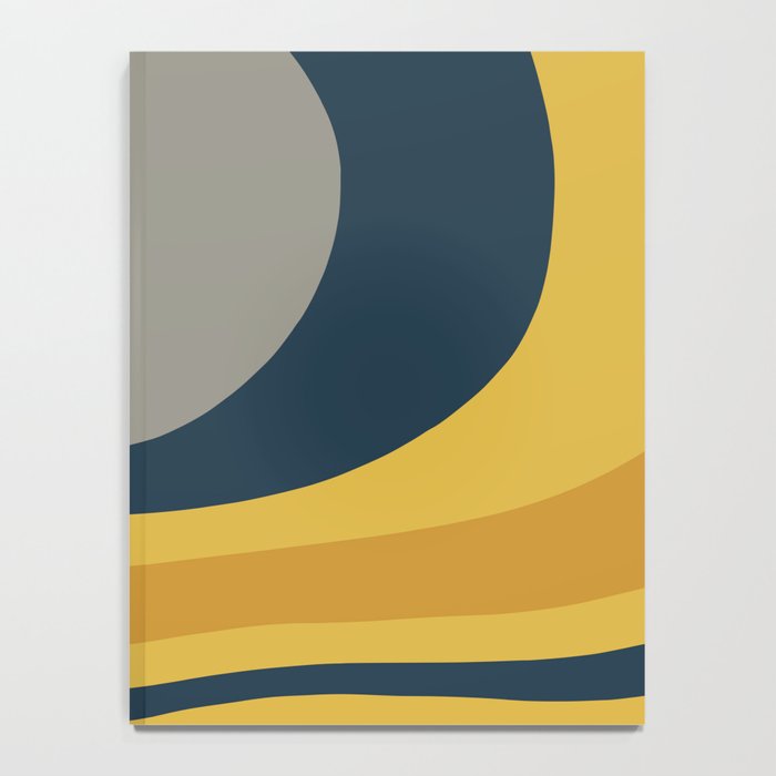 Organic Topography Abstract in Mustard, Navy Blue, Gray, and White  Notebook Gallery Image 4