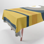 Organic Topography Abstract in Mustard, Navy Blue, Gray, and White  Tablecloth Gallery Image 1