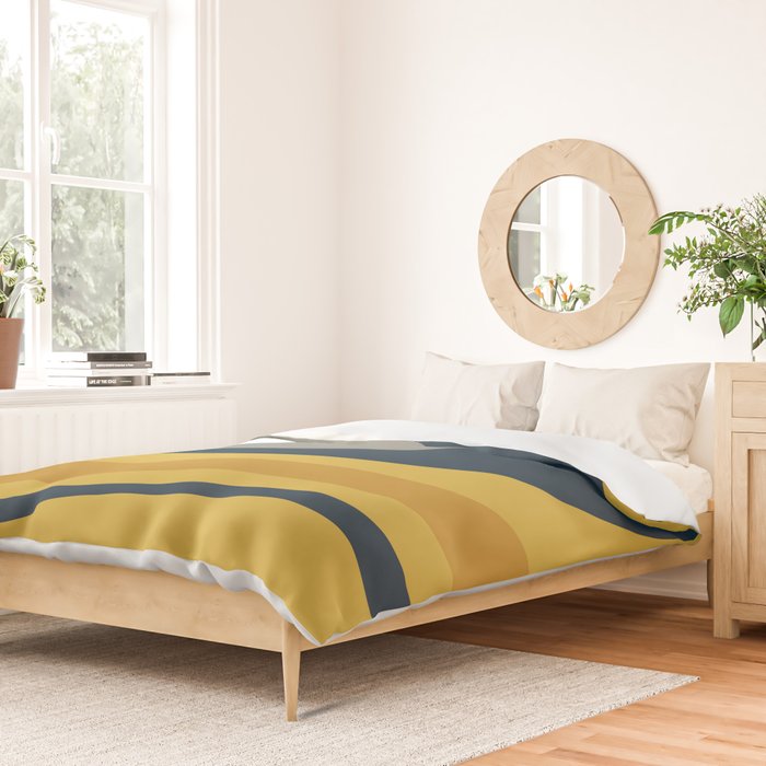 Organic Topography Abstract in Mustard, Navy Blue, Gray, and White  Duvet Cover Gallery Image 2