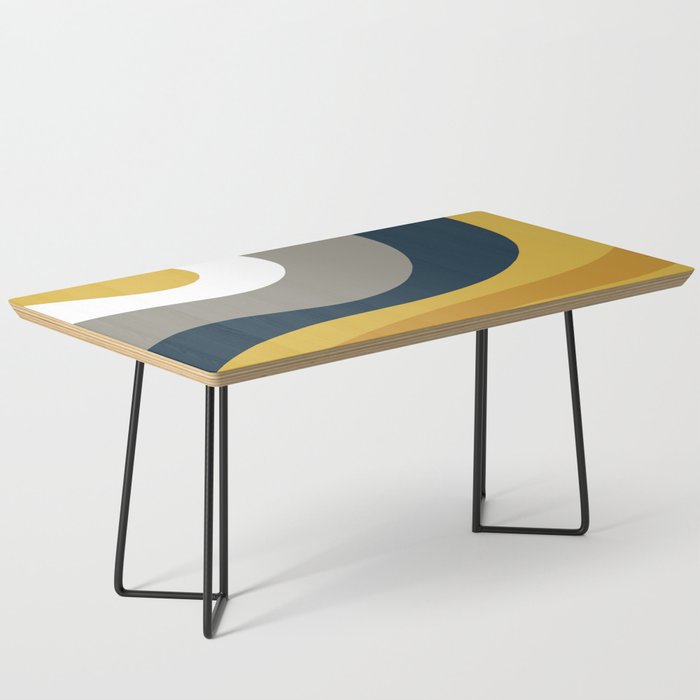 Organic Topography Abstract in Mustard, Navy Blue, Gray, and White  Coffee Table Gallery Image 1