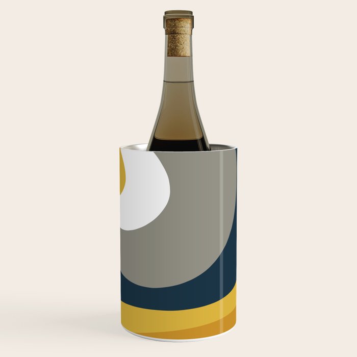 Organic Topography Abstract in Mustard, Navy Blue, Gray, and White  Wine Chiller Gallery Image 1