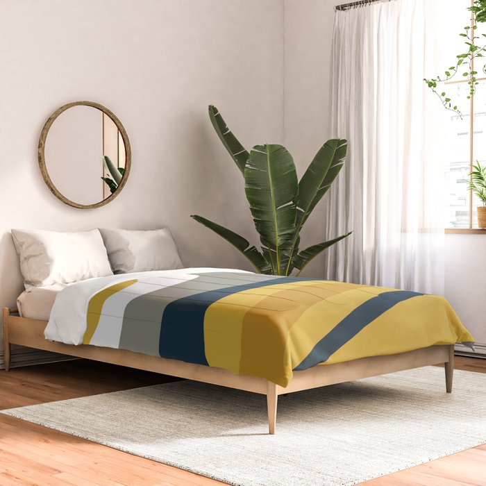 Organic Topography Abstract in Mustard, Navy Blue, Gray, and White  Comforter Gallery Image 2
