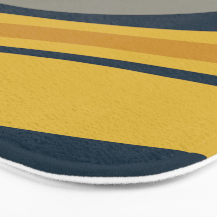 Organic Topography Abstract in Mustard, Navy Blue, Gray, and White  Bath Mat Gallery Image 3