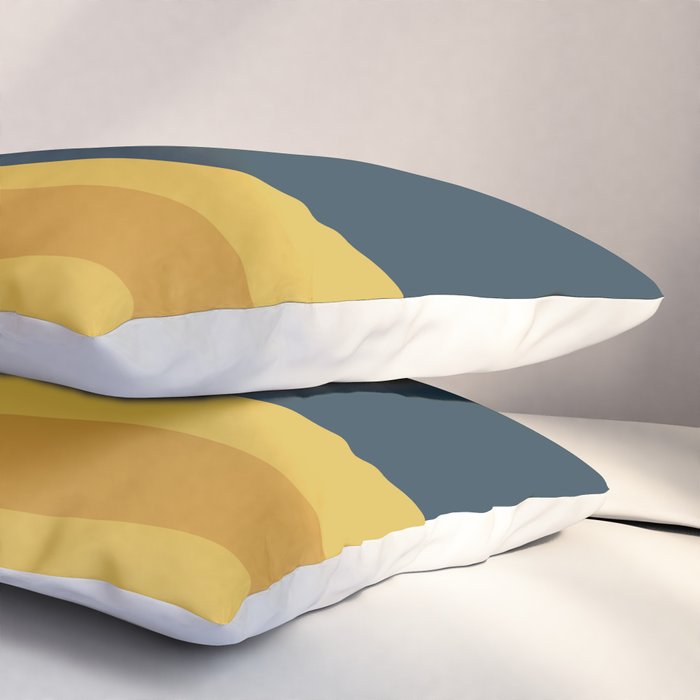 Organic Topography Abstract in Mustard, Navy Blue, Gray, and White  Pillow Sham Gallery Image 3